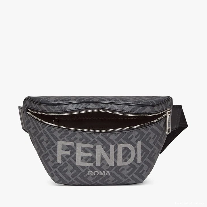 Vintage HOT FF Fabric ROMA Fendi Motif Belt In Black Bag Logo 0803